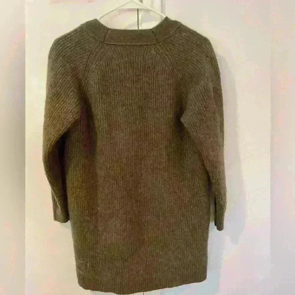 Madewell Henley Sweater Dress Heather Elm Green Buttons Wool Size XS - Picture 3 of 5